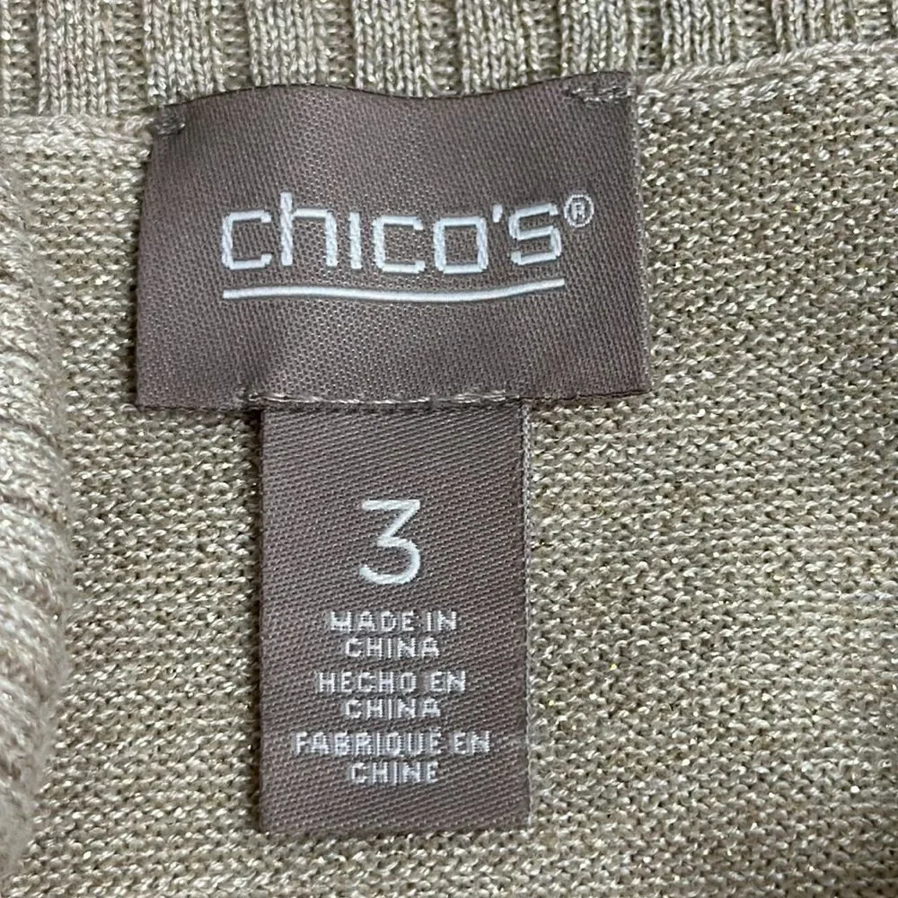 Chico’s Sweater Tunic Size 3 (16) XL Beige Sparkling Jeweled  NWOT